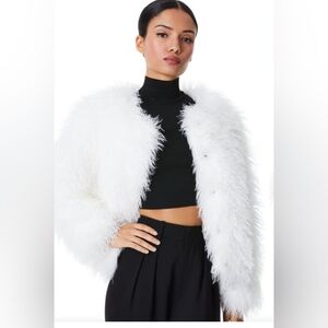 Alice +Olivia Jerrie Collarless Faux Fur Coat